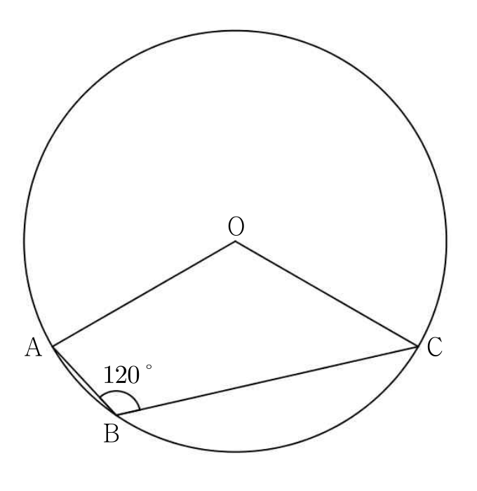 원 위의 점 A, B, C와 중심 O로 이룬 사각형