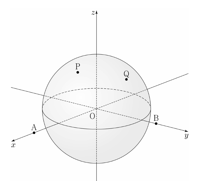 구 S와 점 A, B, P, Q