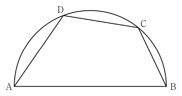 반원 위의 네 점 A, B, C, D와 사각형 ABCD