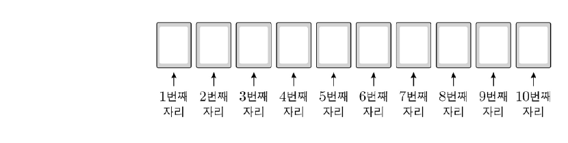 1번째 자리부터 10번째 자리까지의 카드 배치