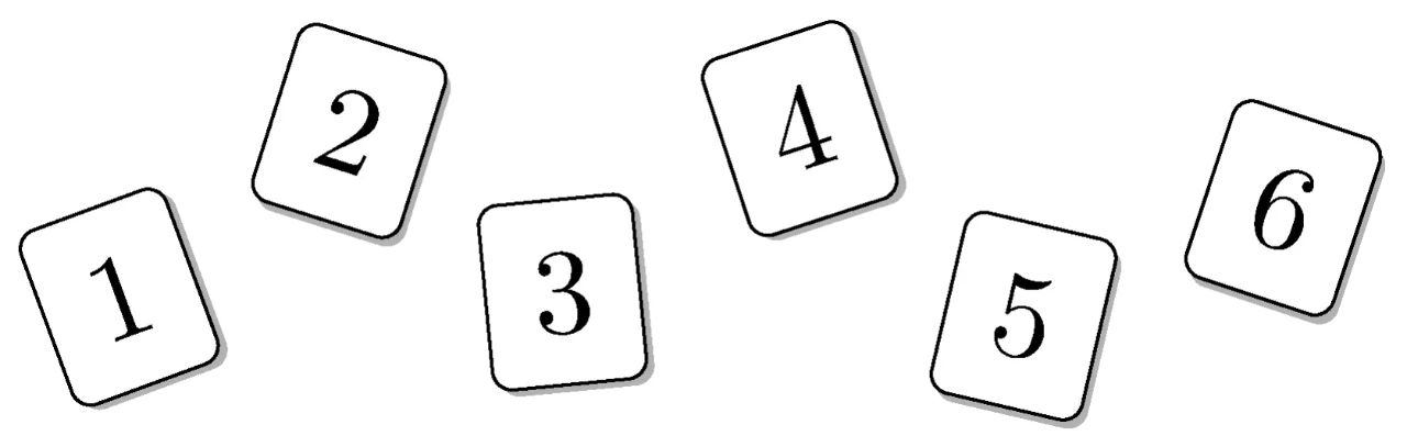 숫자 1, 2, 3, 4, 5, 6이 각각 적힌 여섯 장의 카드