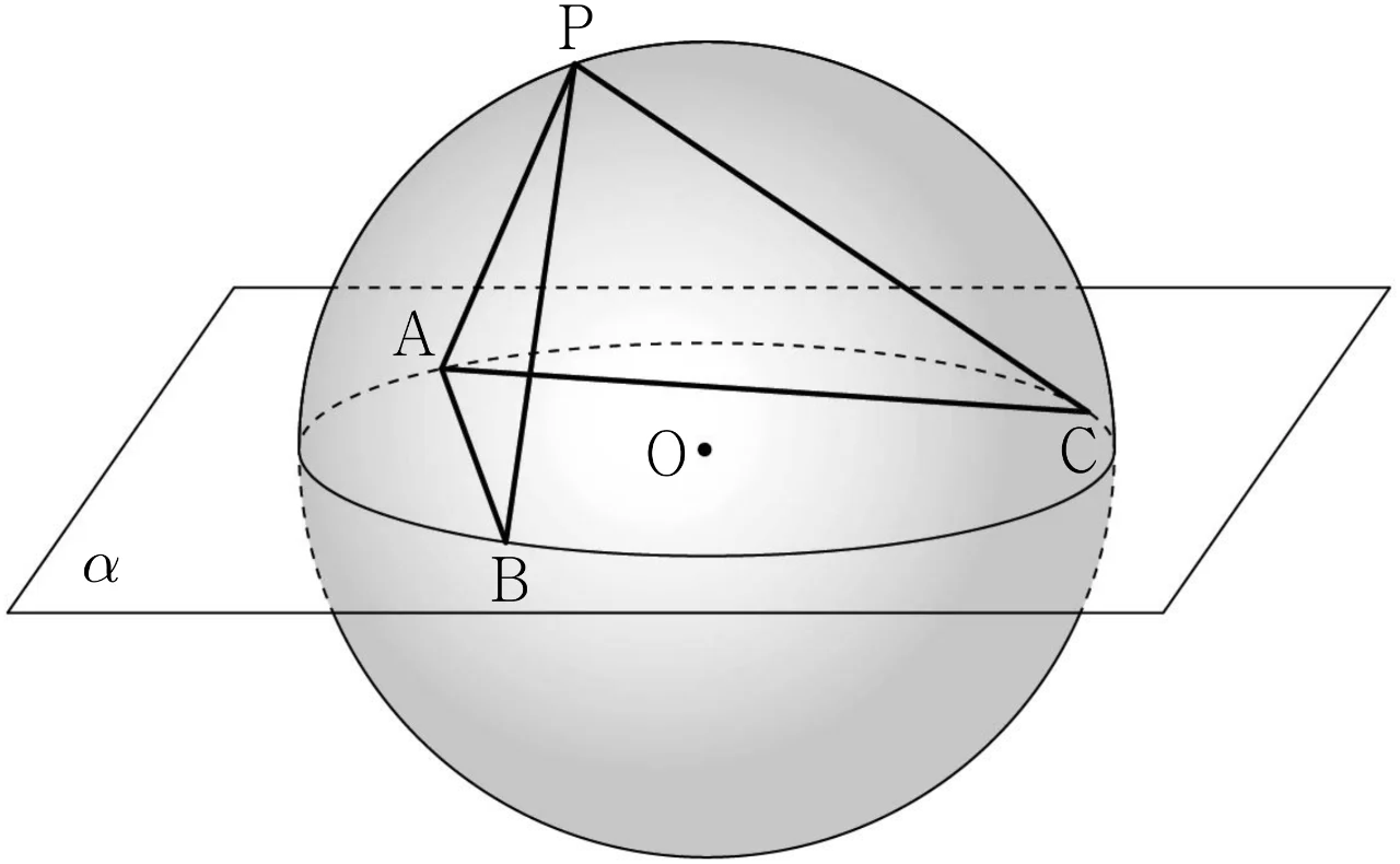구와 평면 α, 점 P, A, B, C, O